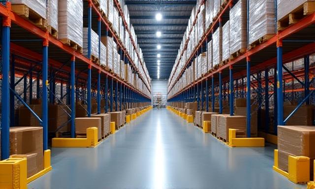 Interior of a modern logistics warehouse