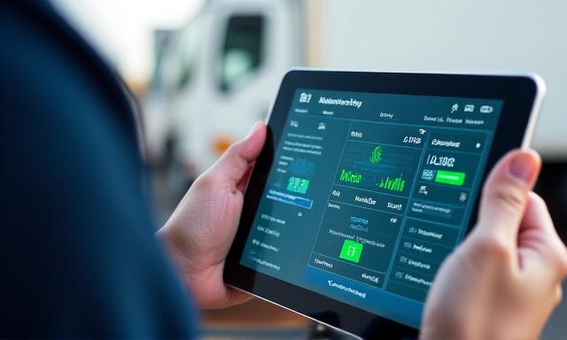 Digital tablet showing cargo tracking and status updates