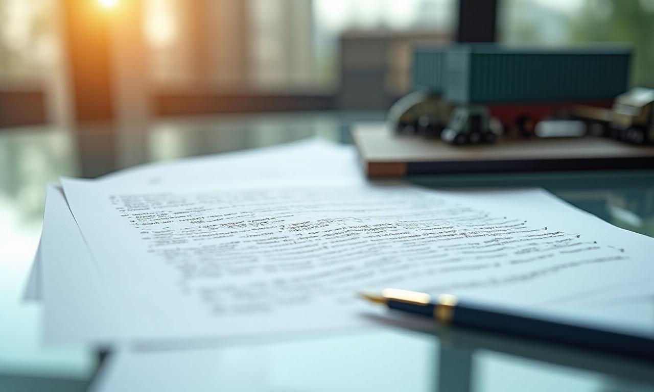 Close up of a signed logistics contract